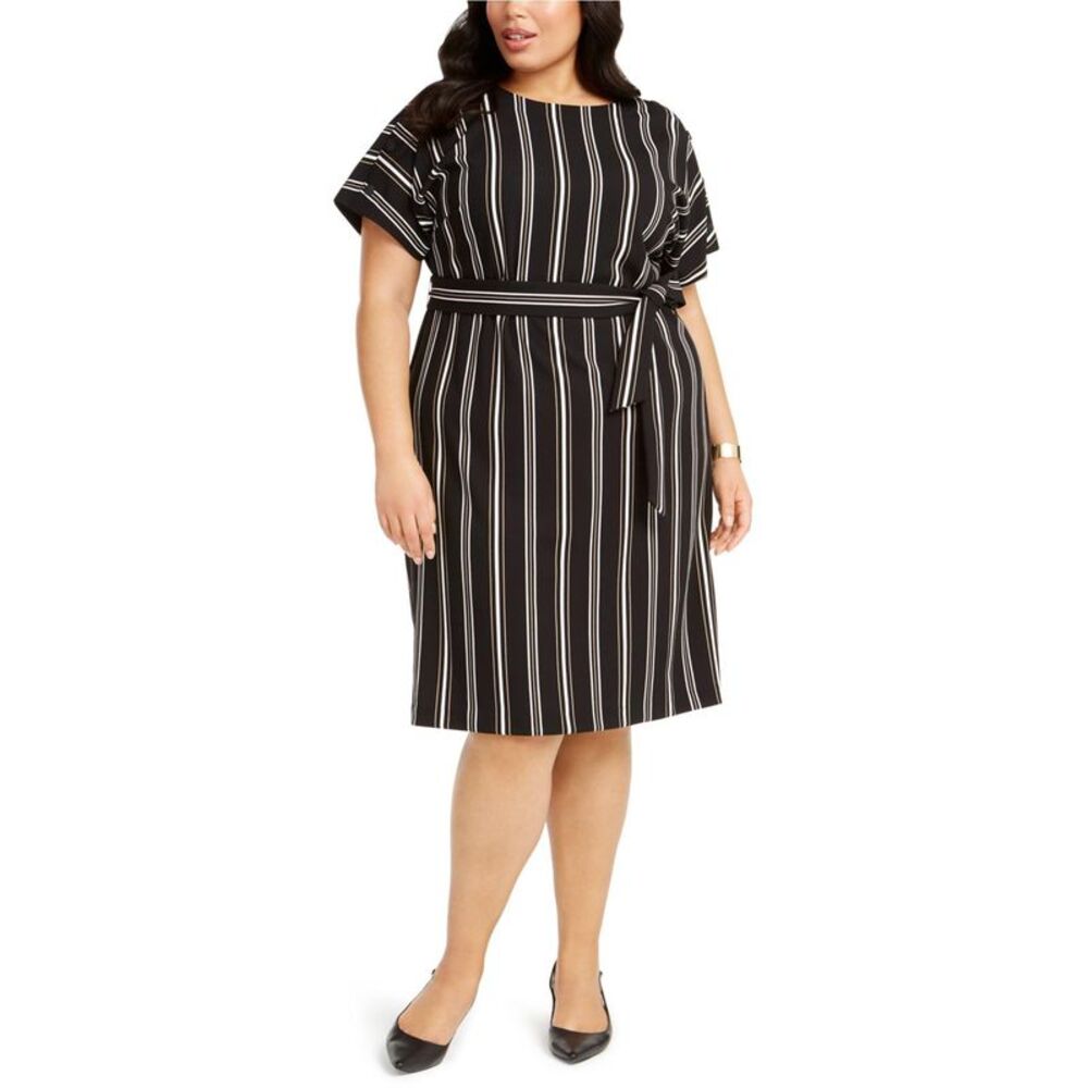 Alfani Womens Plus Size Button-Shoulder Belted Sheath Dress, NWT